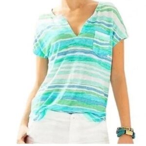 Lilly Pulitzer Striped Linen Top | Size Small | Coastal Preppy Summer Tee